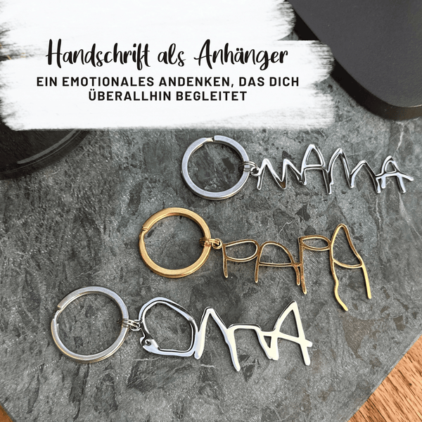 Handschrift Schlüsselanhänger – Beispiele echter Handschriften als filigrane Anhänger