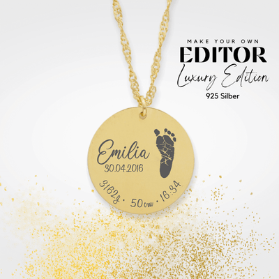 Voetafdruk geboorte ketting in 925 zilver
