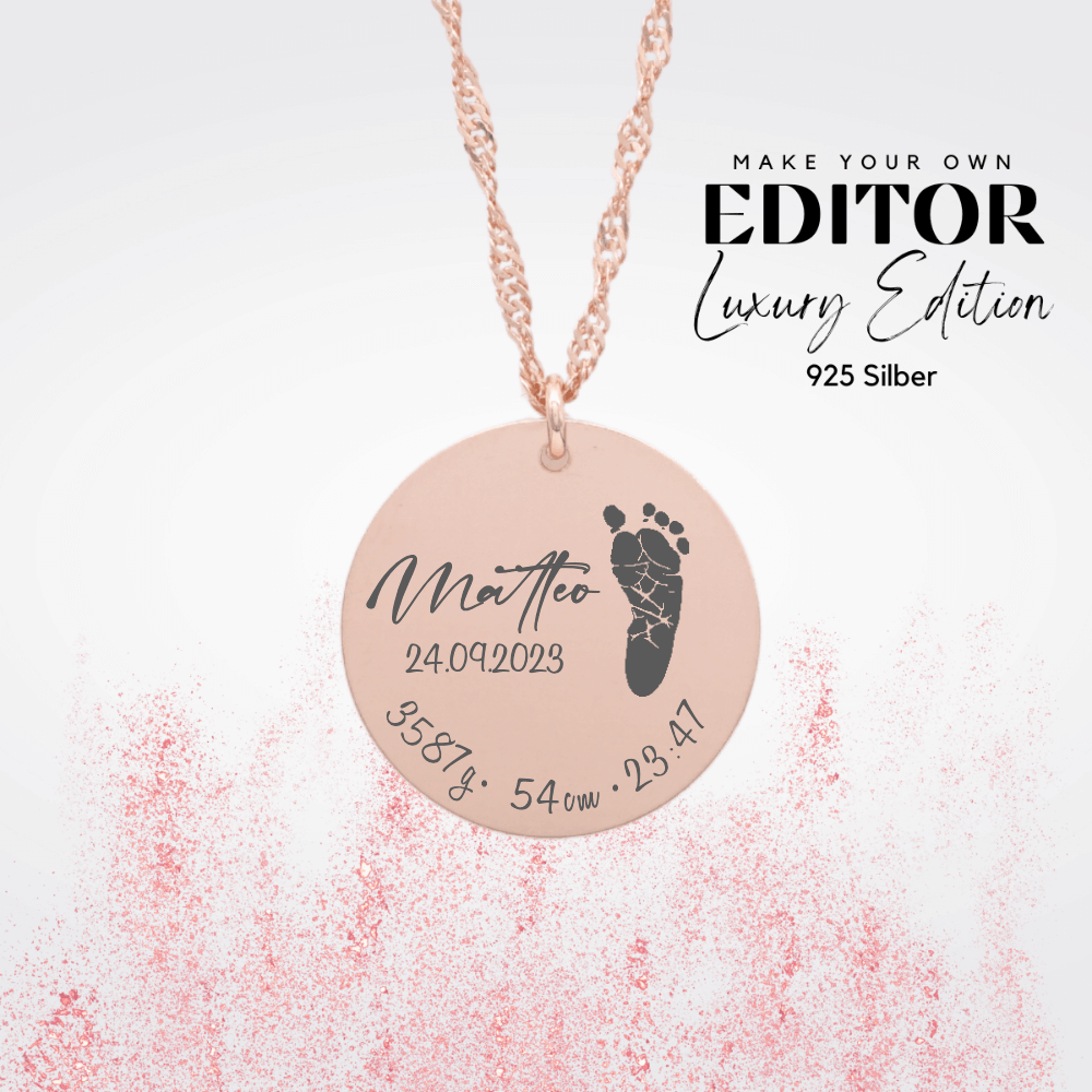 Voetafdruk geboorte ketting in 925 zilver