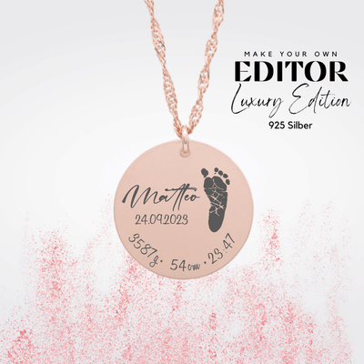 Voetafdruk geboorte ketting in 925 zilver