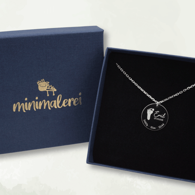 Voetafdruk geboorte ketting in 925 zilver