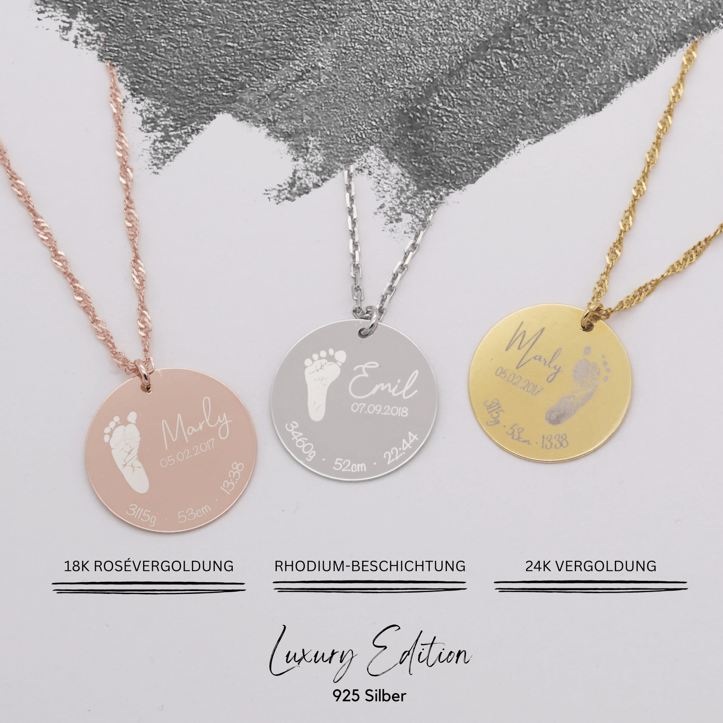 Voetafdruk geboorte ketting in 925 zilver