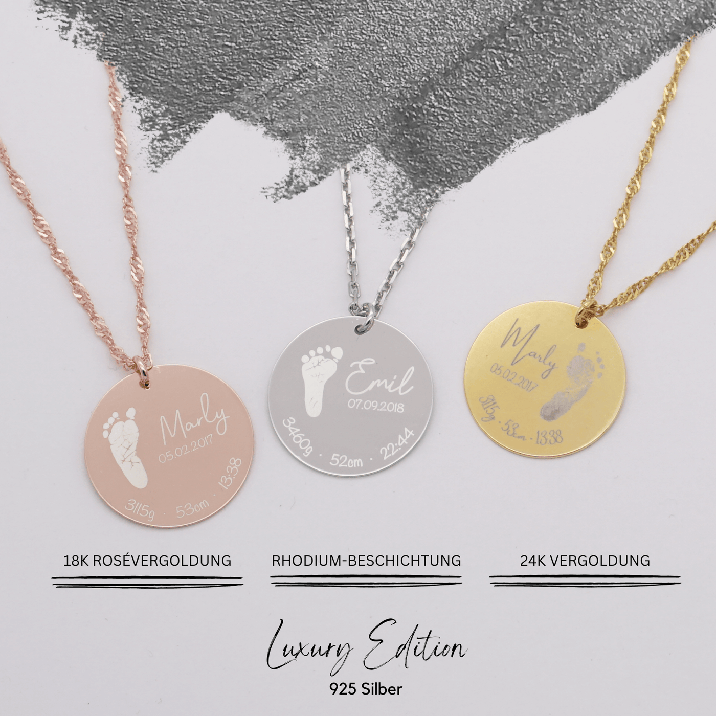 Voetafdruk geboorte ketting in 925 zilver